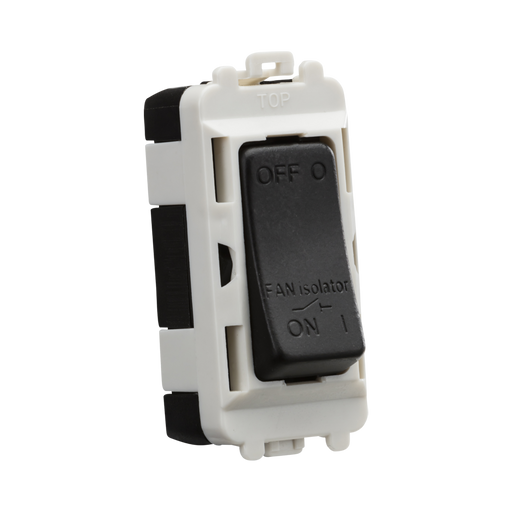 Electrical switch with black and white design on a white background