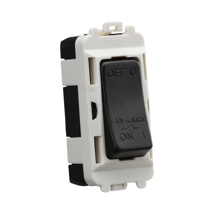 Electrical switch with black and white design on a white background