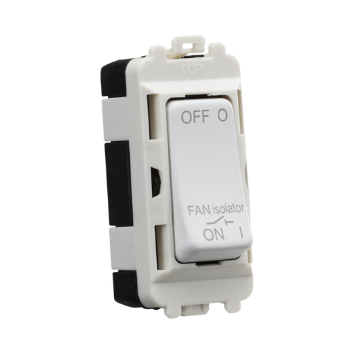 White and black electrical switch with 'OFF' and 'ON' labels on a white background