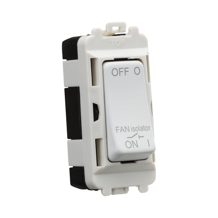 White and black electrical switch with 'OFF' and 'ON' labels on a white background