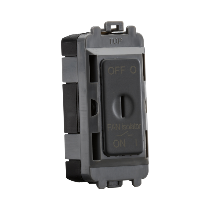 Anthracite electrical switch with 'OFF' and 'ON' labels on a white background