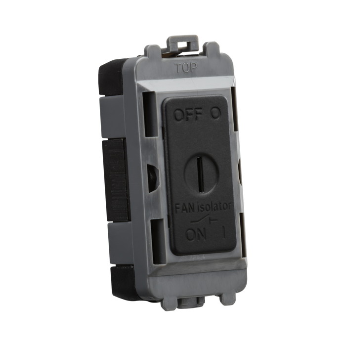 Matt Black electrical switch with 'OFF' and 'ON' labels on a white background