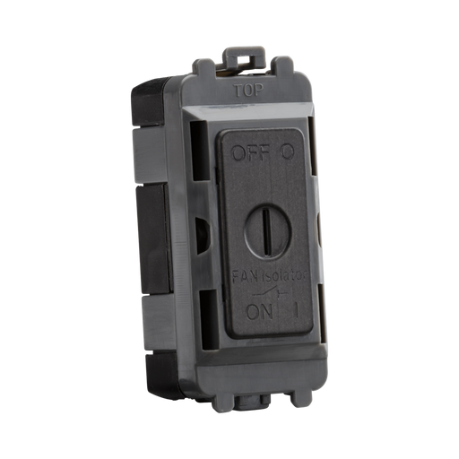 Black electrical switch on a white background