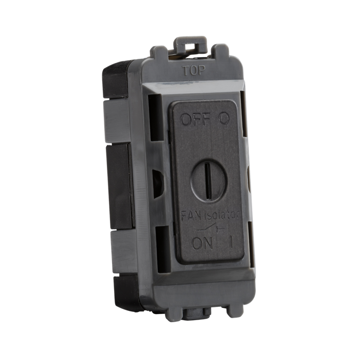 Black electrical switch on a white background