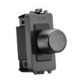 Black dimmer switch with a knob on a white background