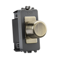 Metallic knob with gray housing on a white background