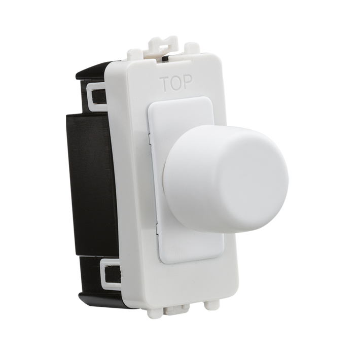 White and black switch with a knob on a white background