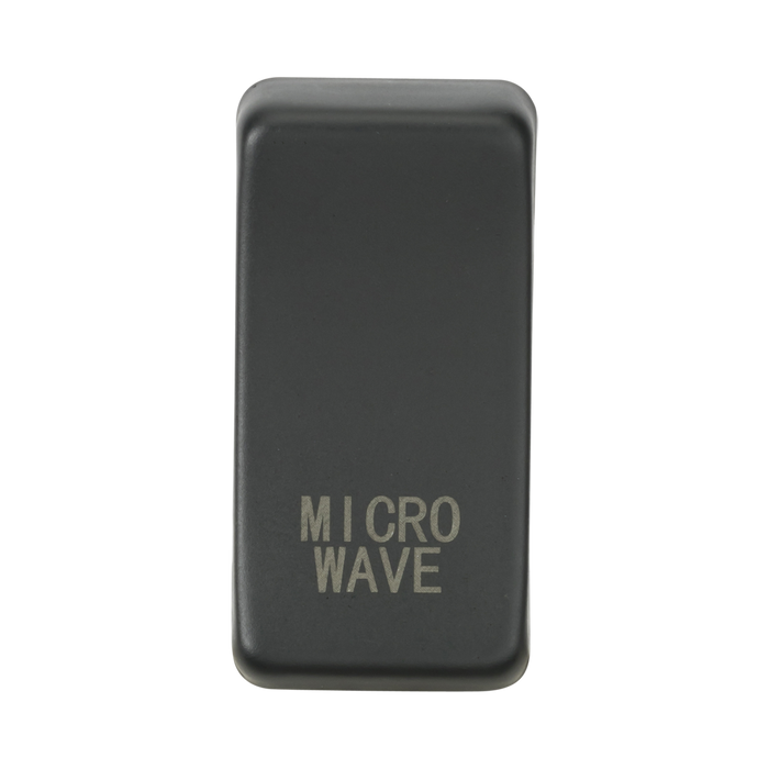 Rectangular anthracite object with 'MICROWAVE' engraving on a white background