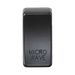 Rectangular black object with 'MICROWAVE' engraving on a white background