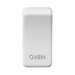 White oven door handle with 'OVEN' engraving on a white background