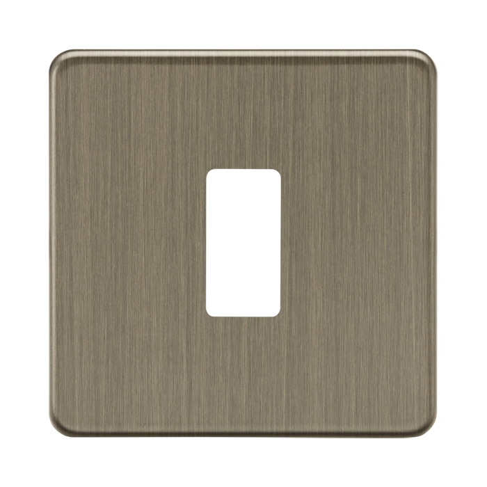 Knightsbridge Screwless Antique Brass 1G grid faceplate GDSF001AB