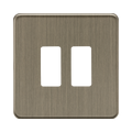 Knightsbridge Screwless Antique Brass 2G grid faceplate GDSF002AB