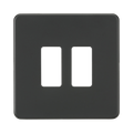 Knightsbridge Screwless Anthracite 2G grid faceplate GDSF002AT