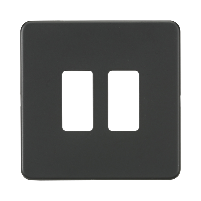 Knightsbridge Screwless Anthracite 2G grid faceplate GDSF002AT