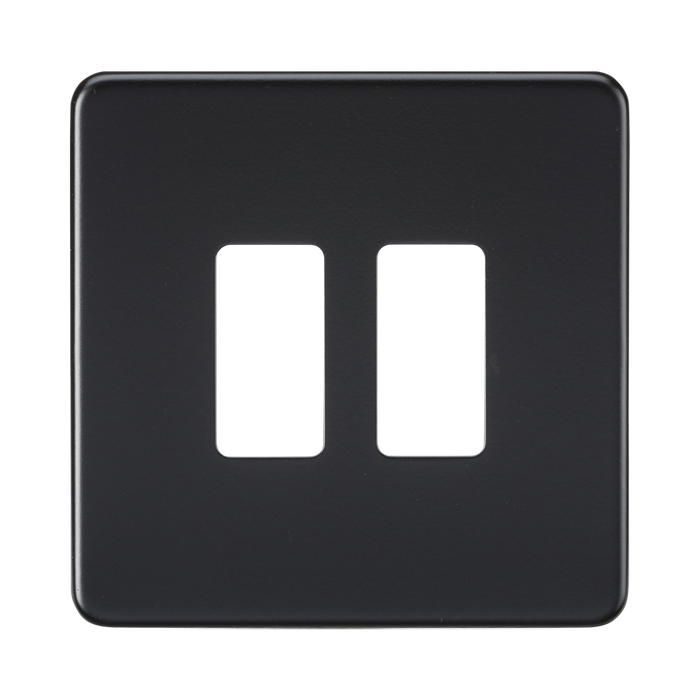 Knightsbridge Screwless Matt Black 2G grid faceplate GDSF002MB
