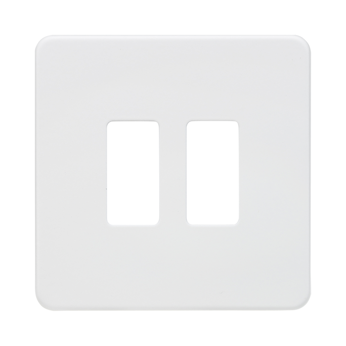 Knightsbridge Screwless Matt White 2G grid faceplate GDSF002MW