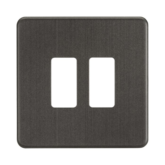 Knightsbridge Screwless Smoked Bronze 2G grid faceplate GDSF002SB