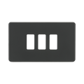 Knightsbridge Screwless Anthracite 3G grid faceplate GDSF003AT
