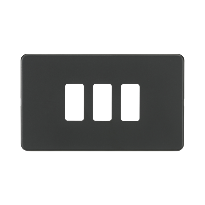 Knightsbridge Screwless Anthracite 3G grid faceplate GDSF003AT