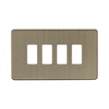 Knightsbridge Screwless Antique Brass 4G grid faceplate GDSF004AB