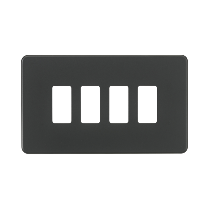 Knightsbridge Screwless Anthracite 4G grid faceplate GDSF004AT