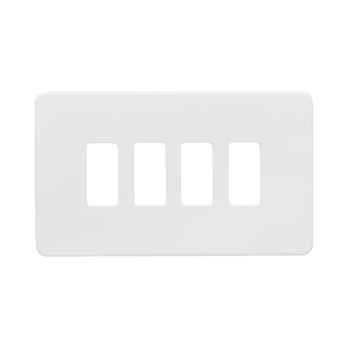 Knightsbridge Screwless Matt White 4G grid faceplate GDSF004MW