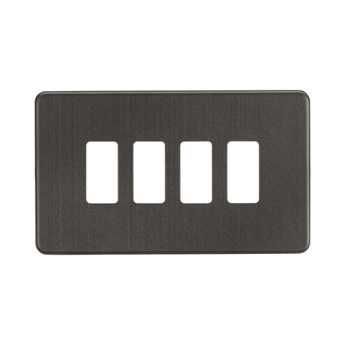 Knightsbridge Screwless Smoked Bronze 4G grid faceplate GDSF004SB
