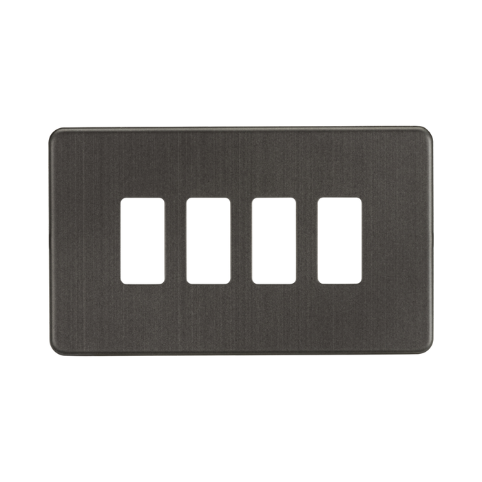 Knightsbridge Screwless Smoked Bronze 4G grid faceplate GDSF004SB