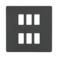 Knightsbridge Screwless Anthracite 6G grid faceplate GDSF006AT