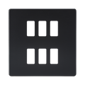 Knightsbridge Screwless Matt Black 6G grid faceplate GDSF006MB