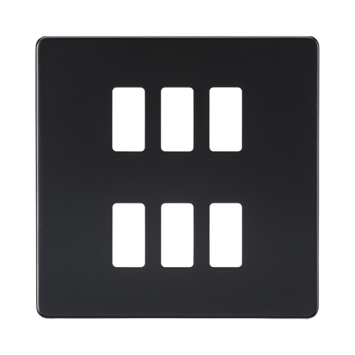 Knightsbridge Screwless Matt Black 6G grid faceplate GDSF006MB