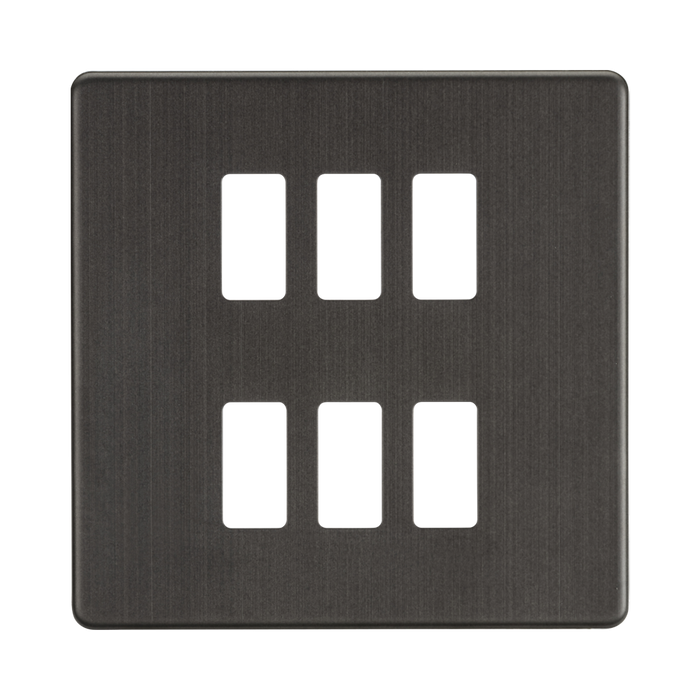 Knightsbridge Screwless Smoked Bronze 6G grid faceplate GDSF006SB