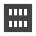 Knightsbridge Screwless Anthracite 8G grid faceplate GDSF008AT