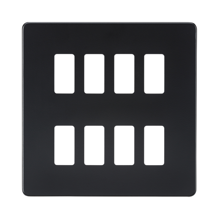 Knightsbridge Screwless Matt Black 8G grid faceplate GDSF008MB
