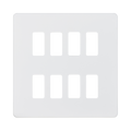 Knightsbridge Screwless Matt White 8G grid faceplate GDSF008MW