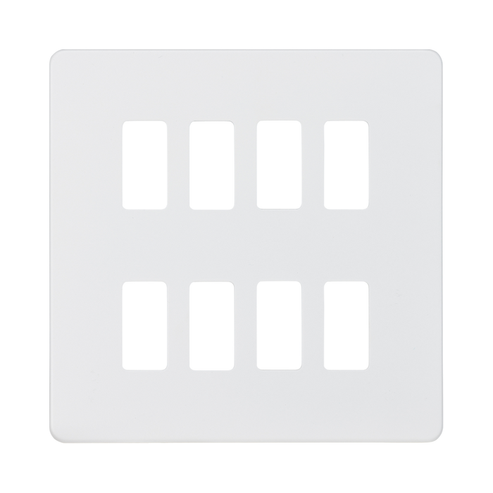 Knightsbridge Screwless Matt White 8G grid faceplate GDSF008MW