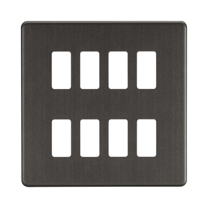 Knightsbridge Screwless Smoked Bronze 8G grid faceplate GDSF008SB