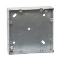 Metal electrical box with multiple mounting holes on a white background