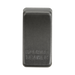 Smoked bronze rectangular object with 'Warming Drawer' engraving on a white background