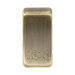 Rectangular brass object with 'Washing Machine' engraving on a white background