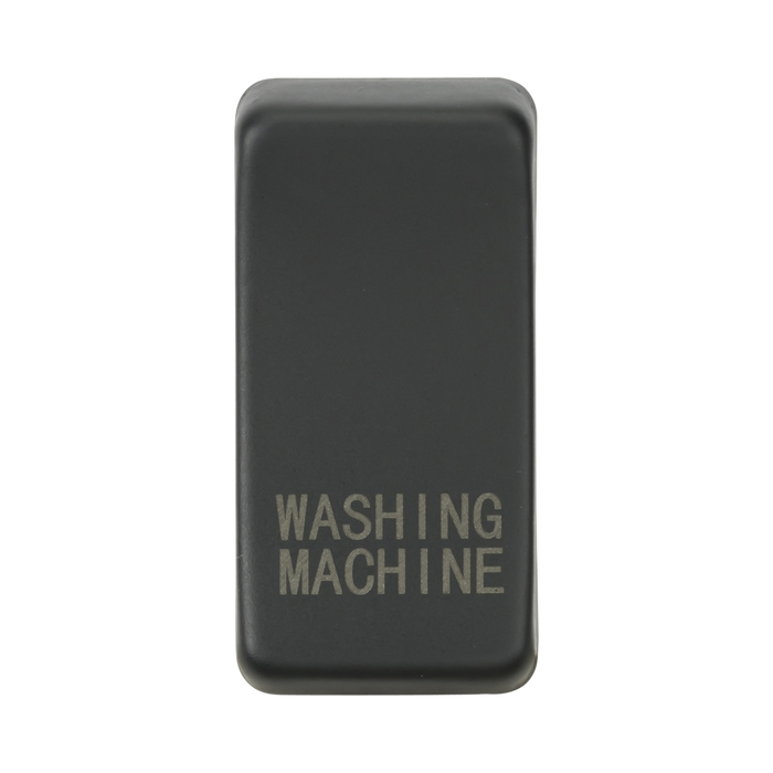 Rectangular anthracite object with 'Washing Machine' engraving on a white background