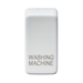 Rectangular white object with 'Washing Machine' engraving on a white background