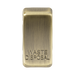 Rectangular brass waste disposal button on a white background