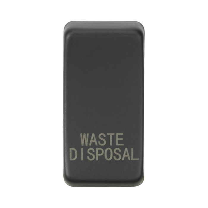 Rectangular anthracite waste disposal button on a white background