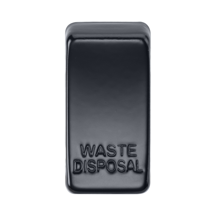 Rectangular black waste disposal button on a white background