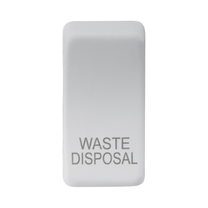 Rectangular white waste disposal button on a white background