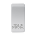 Rectangular white waste disposal button on a white background
