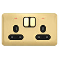 Schneider Lisse Switched Socket 2 Gang & LED, Satin Brass GGBL3021DBSB