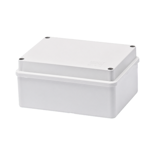 A white plastic enclosure box with a screw-top lid, shown from a three-quarters perspective on a solid white background.