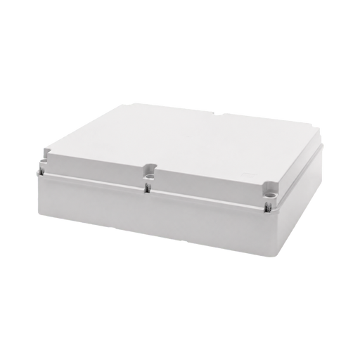 A white plastic box with a hinged lid, shown at an angle on a solid white background.